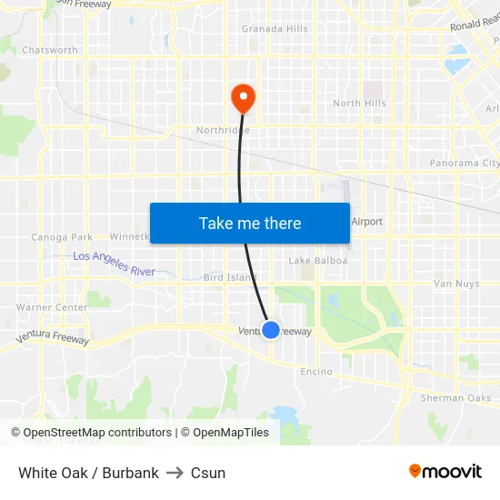 White Oak / Burbank to Csun map