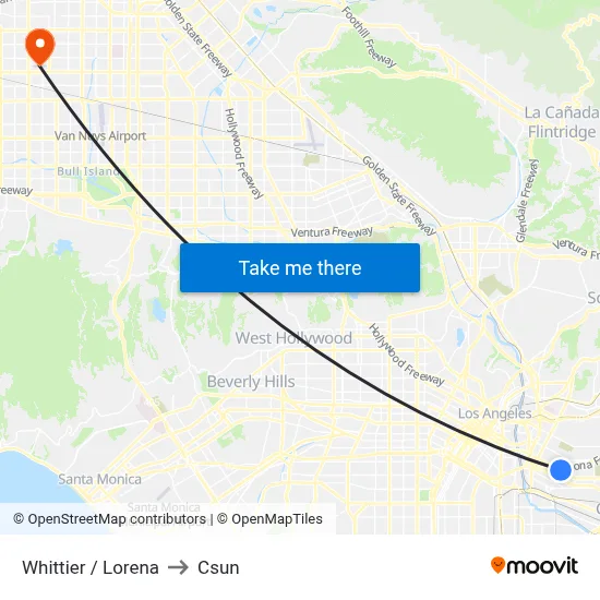 Whittier / Lorena to Csun map
