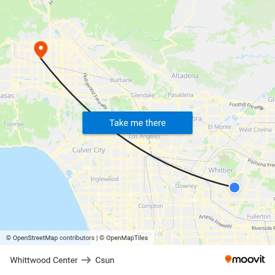 Whittwood Center to Csun map