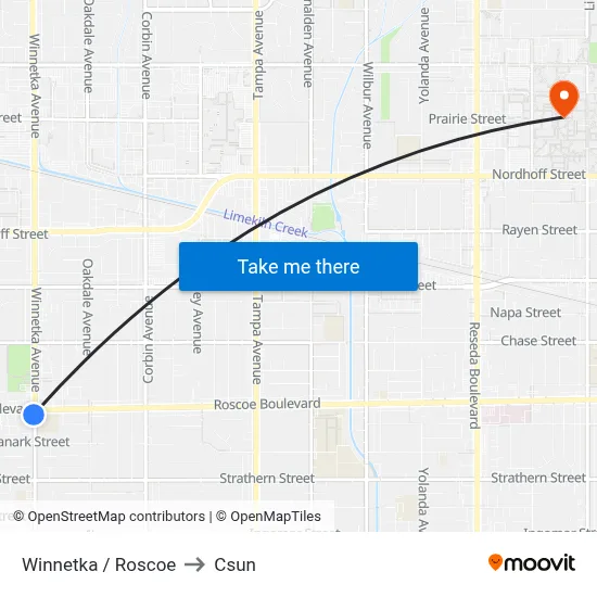 Winnetka / Roscoe to Csun map