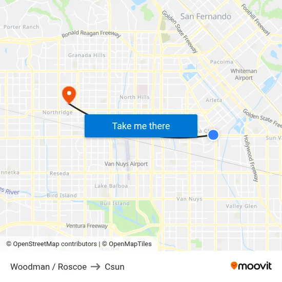 Woodman / Roscoe to Csun map