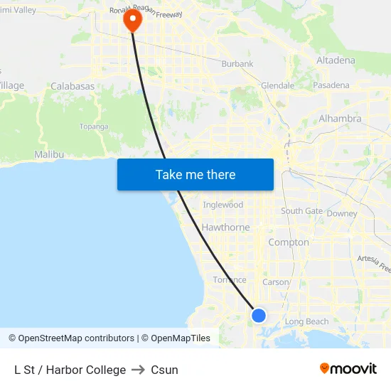L St / Harbor College to Csun map