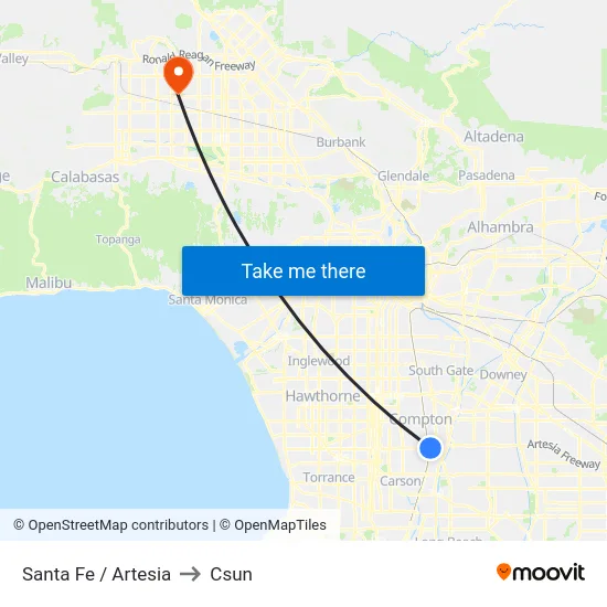 Santa Fe / Artesia to Csun map