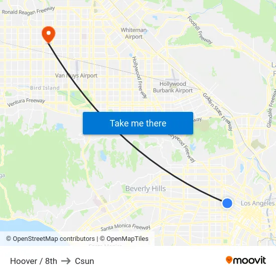 Hoover / 8th to Csun map