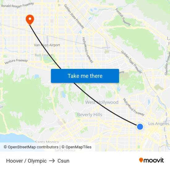 Hoover / Olympic to Csun map