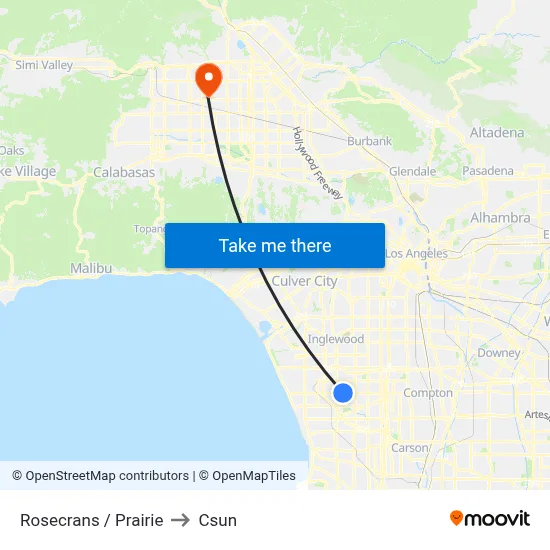 Rosecrans / Prairie to Csun map