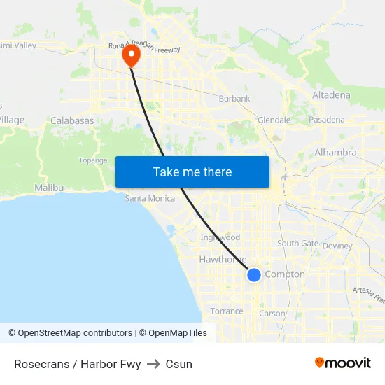 Rosecrans / Harbor Fwy to Csun map