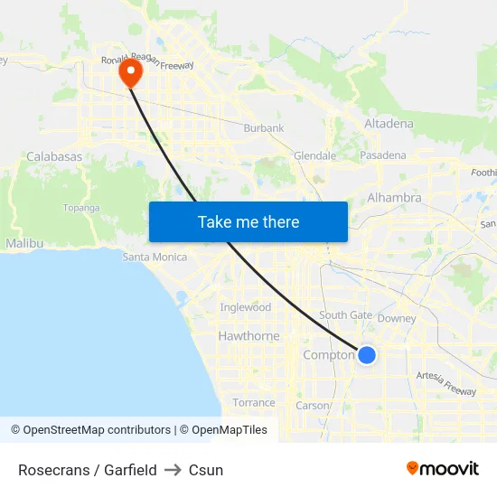 Rosecrans / Garfield to Csun map