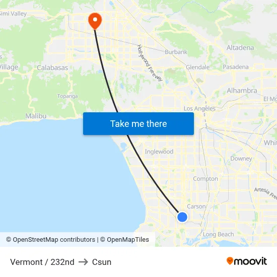 Vermont / 232nd to Csun map