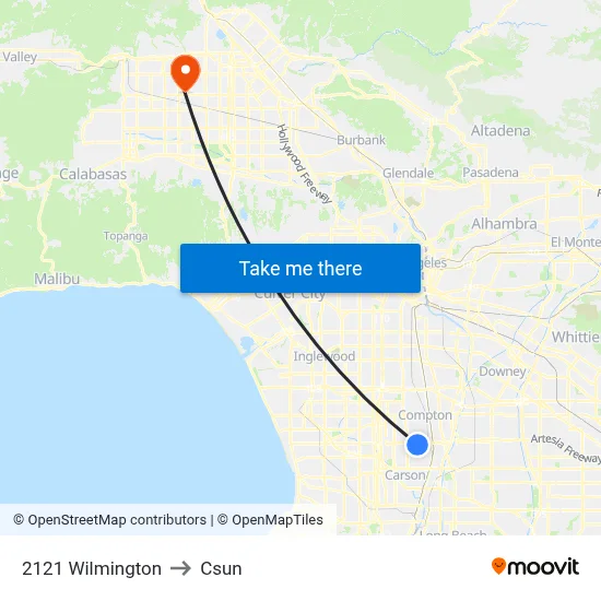 2121 Wilmington to Csun map