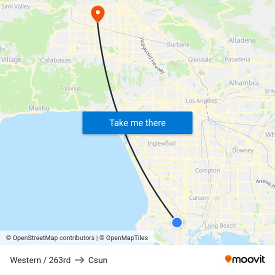 Western / 263rd to Csun map