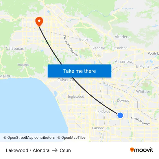 Lakewood / Alondra to Csun map