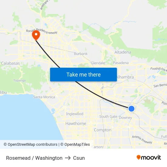 Rosemead / Washington to Csun map