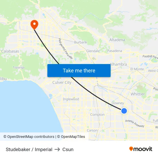 Studebaker / Imperial to Csun map