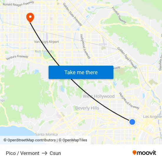 Pico / Vermont to Csun map