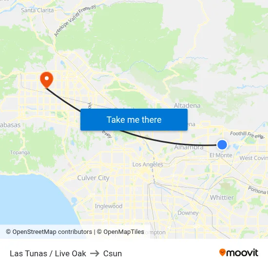 Las Tunas / Live Oak to Csun map
