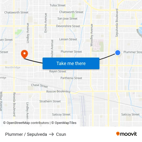 Plummer / Sepulveda to Csun map