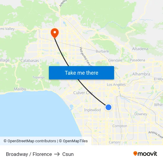 Broadway / Florence to Csun map