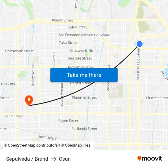 Sepulveda / Brand to Csun map