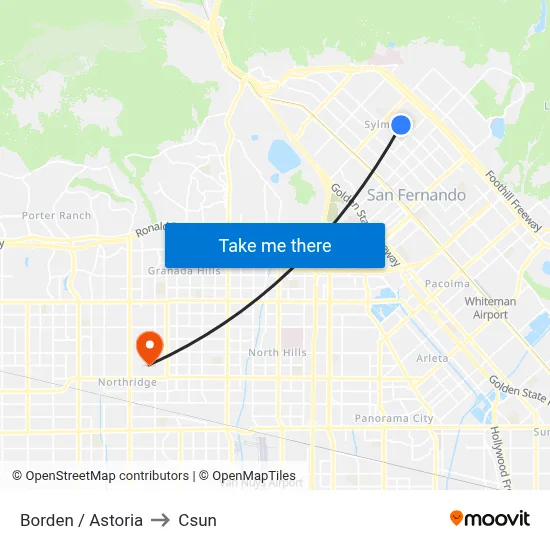 Borden / Astoria to Csun map