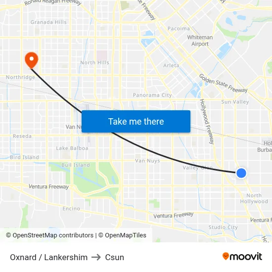 Oxnard / Lankershim to Csun map