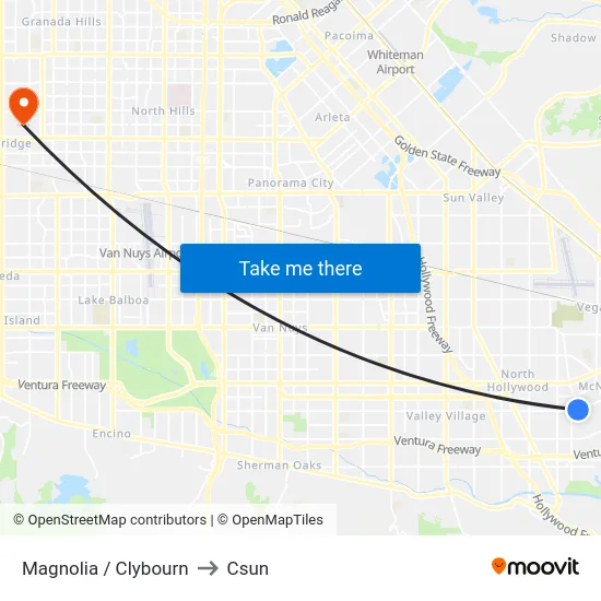 Magnolia / Clybourn to Csun map