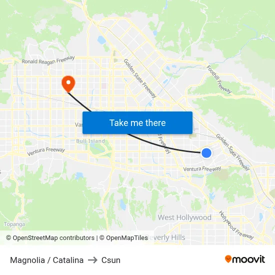 Magnolia / Catalina to Csun map