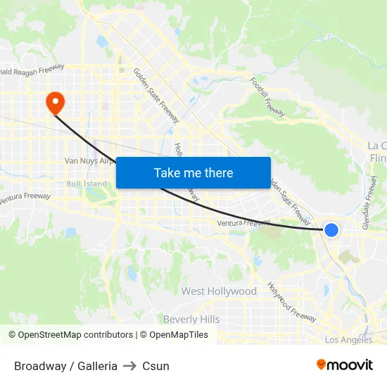 Broadway / Galleria to Csun map