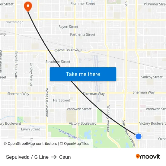 Sepulveda / G Line to Csun map