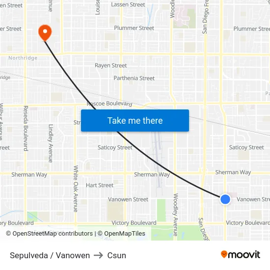 Sepulveda / Vanowen to Csun map