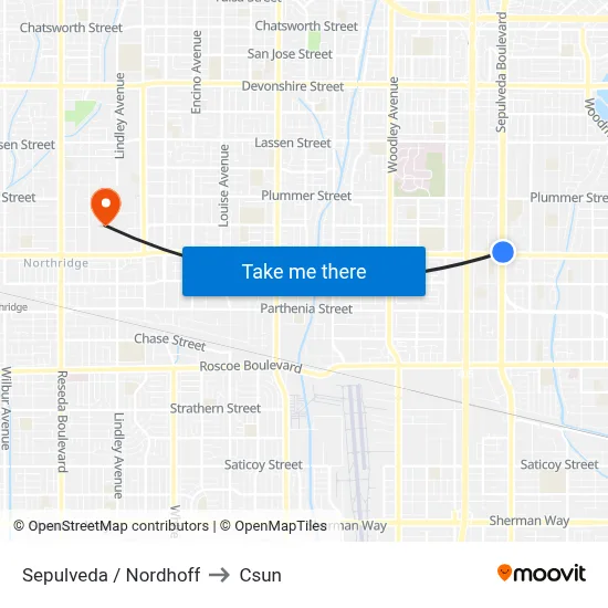 Sepulveda / Nordhoff to Csun map