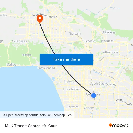 MLK Transit Center to Csun map