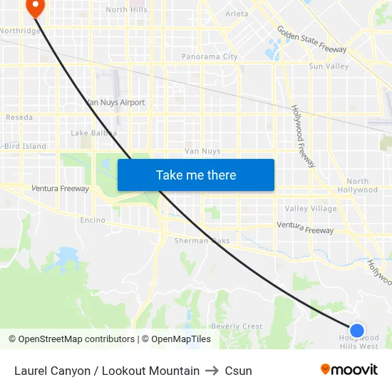 Laurel Canyon / Lookout Mountain to Csun map