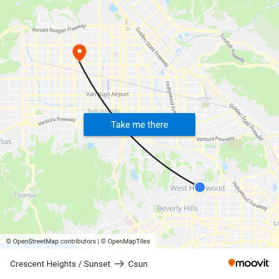 Crescent Heights / Sunset to Csun map