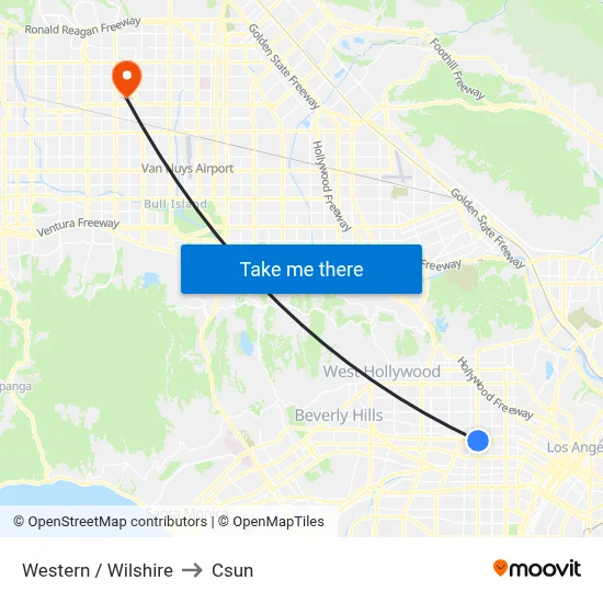 Western / Wilshire to Csun map