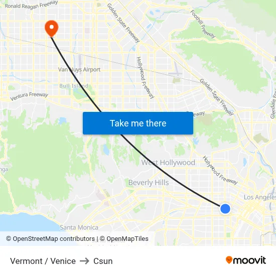 Vermont / Venice to Csun map