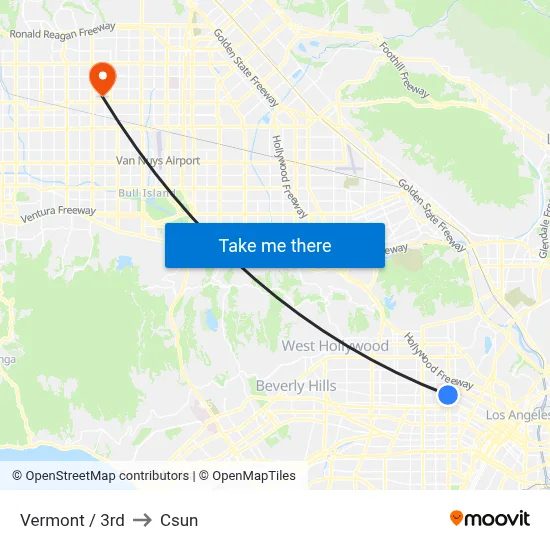 Vermont / 3rd to Csun map