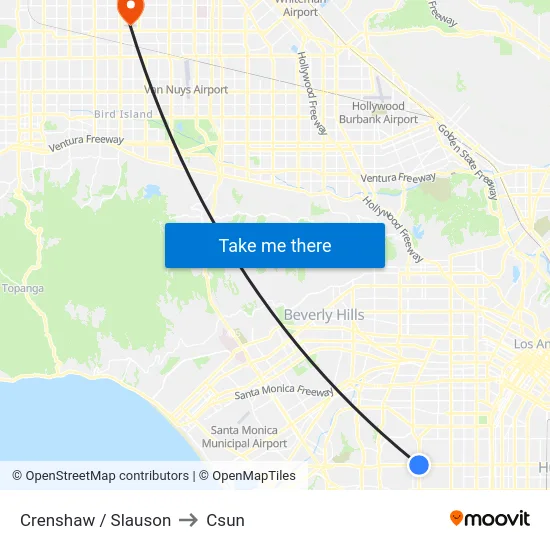 Crenshaw / Slauson to Csun map