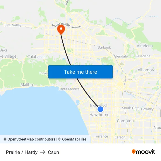 Prairie / Hardy to Csun map