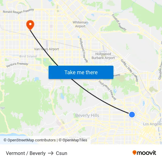 Vermont / Beverly to Csun map