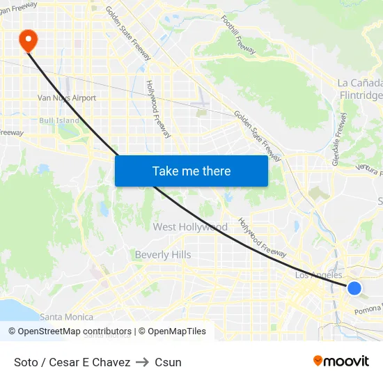 Soto / Cesar E Chavez to Csun map