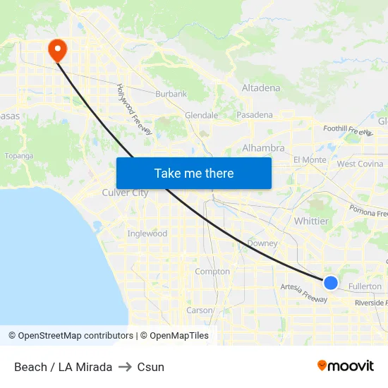 Beach / La Mirada to Csun map