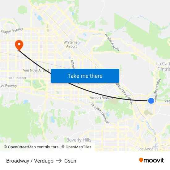 Broadway / Verdugo to Csun map
