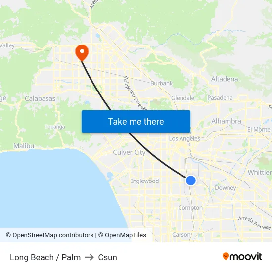Long Beach / Palm to Csun map