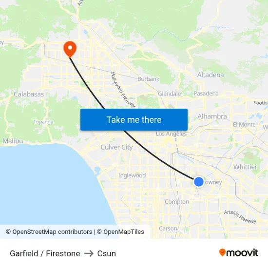 Garfield / Firestone to Csun map
