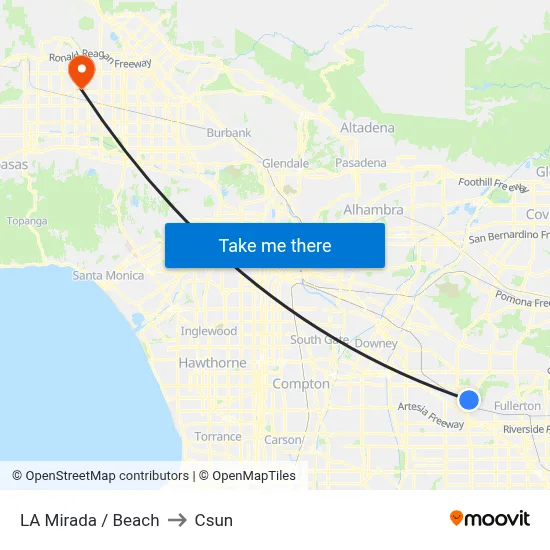 LA Mirada / Beach to Csun map