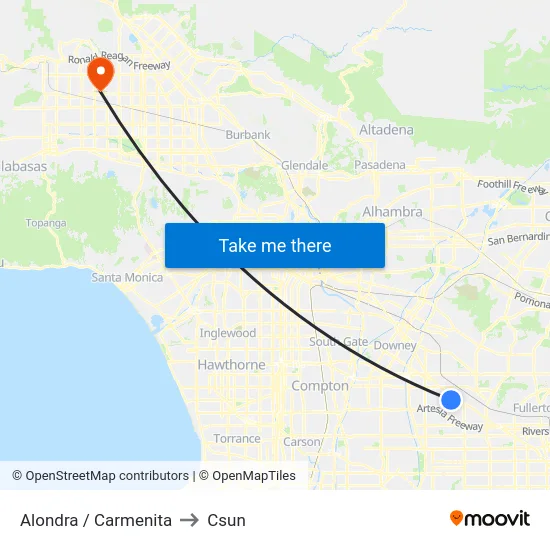 Alondra / Carmenita to Csun map