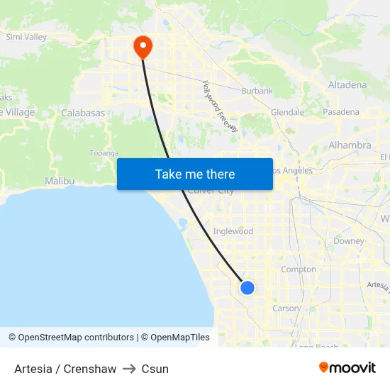 Artesia / Crenshaw to Csun map