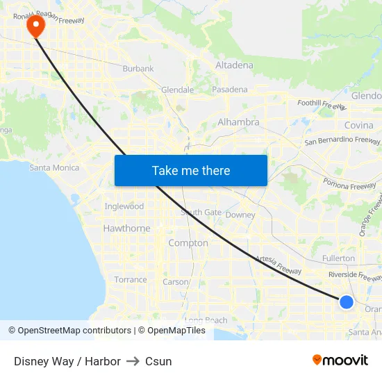 Disney Way / Harbor to Csun map