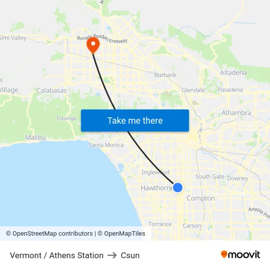Vermont / Athens Station to Csun map